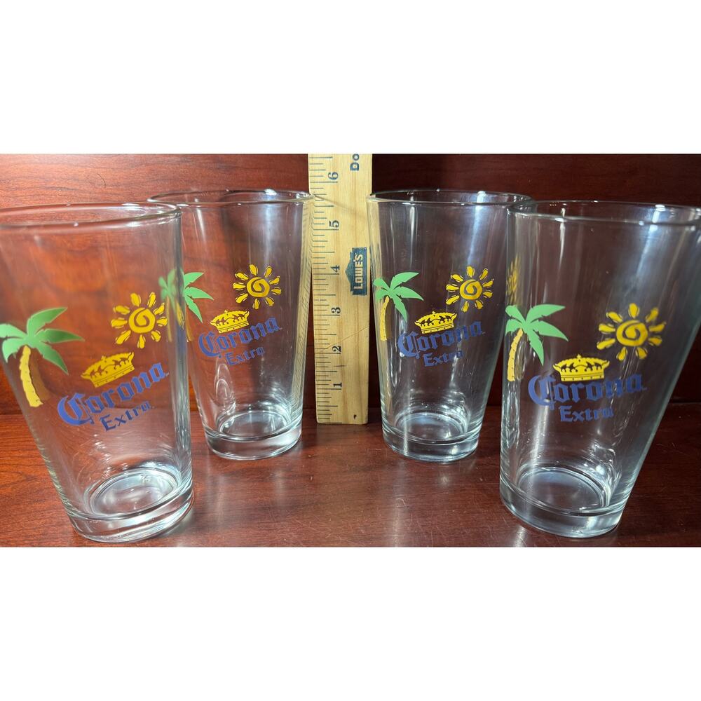 2007 Corona Extra Pub Glass Collection 16oz Beer Glasses Gift Set Four 4 Glasses - Picture 5 of 12